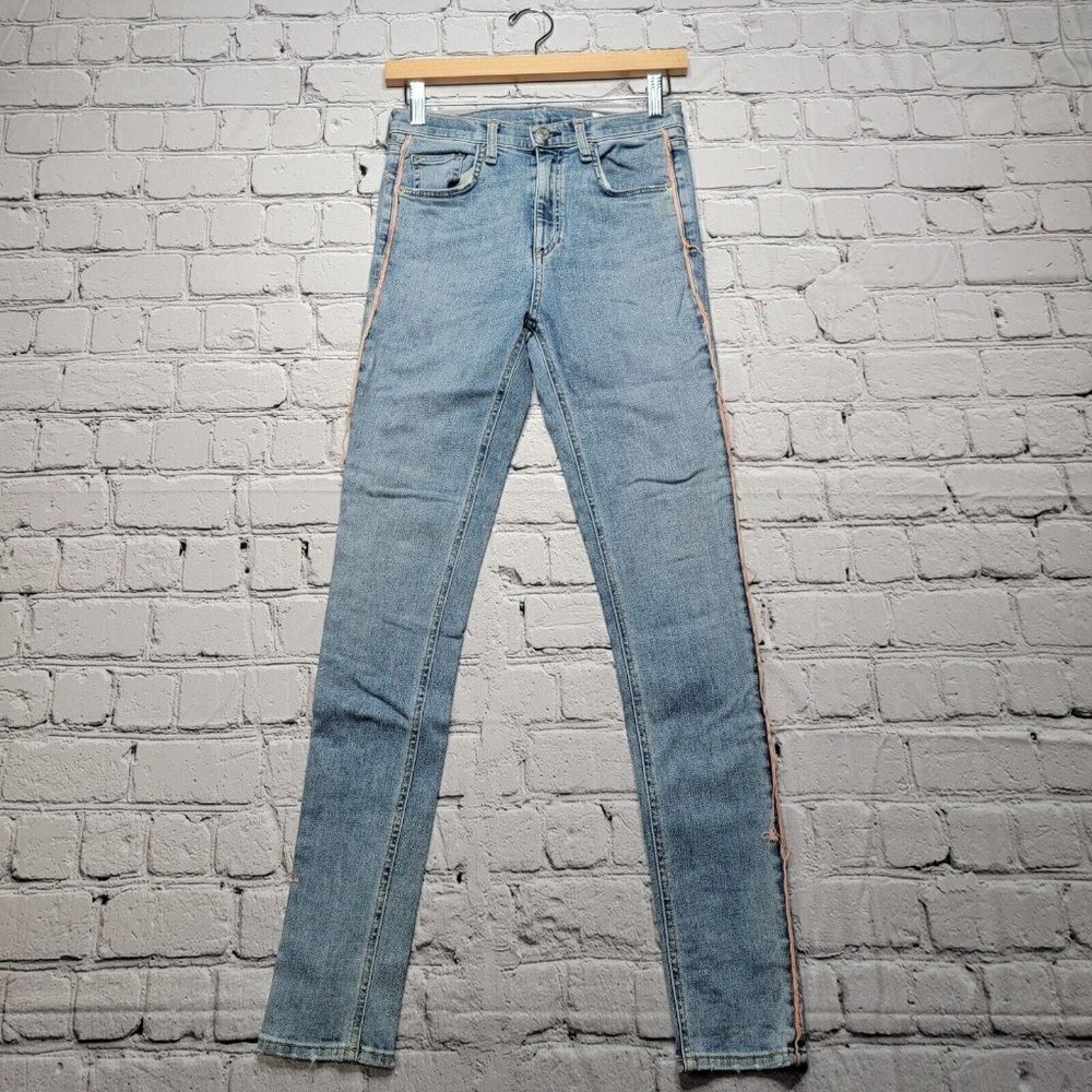 Rag & Bone Jeans High Rise Skinny Pink Accent‎ Size 25